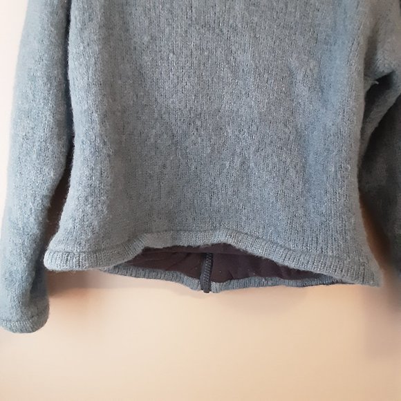 Made in Nepal Polar Fleece Lined Chunky Wool Sweater | Blue White | S-M - Picture 11 of 12